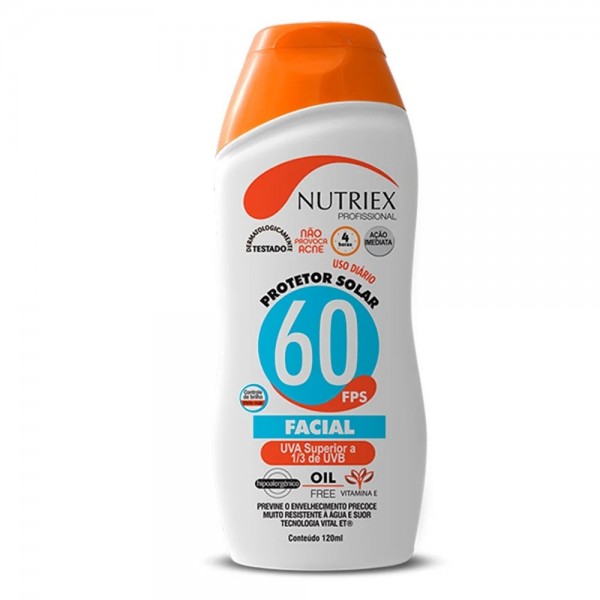 Protetor solar facial FPS 60 frasco 120 ml Nutriex