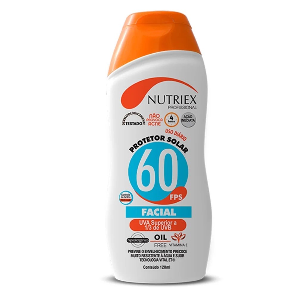 Protetor solar facial FPS 60 frasco 120 ml Nutriex